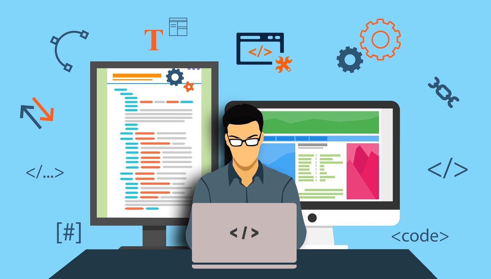 Desarrollador trabajando con tecnologías web modernas