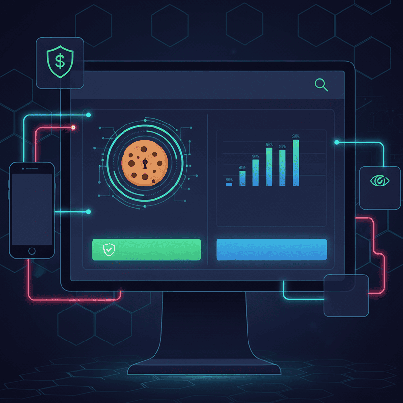 Ilustración sobre las cookies web y el consentimiento de privacidad