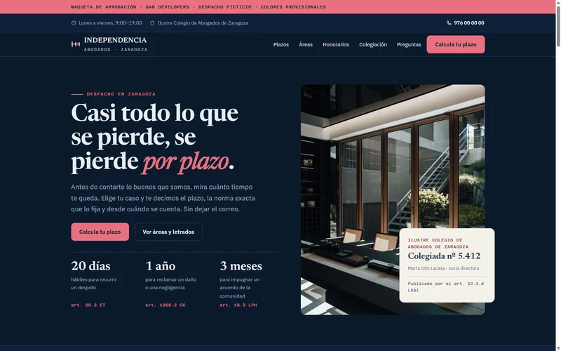 Ejemplo de diseño web para despacho de abogados (demo de GAB Developers)